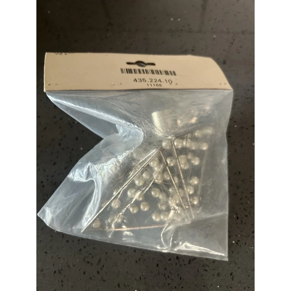 New IKEA Index Parla Curtain Rod‎ Ends Finial Pearls Silver Metal Triangle Pair